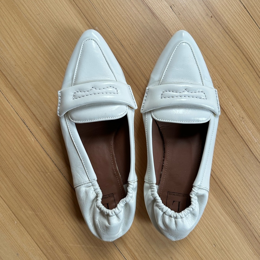 L’Autre Chose White Leather Loafer Flat